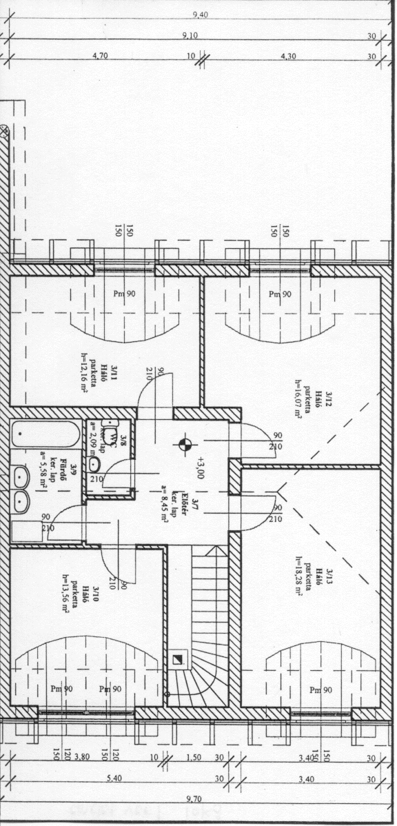 1. verzió emeleti 3. lakás alaprajza