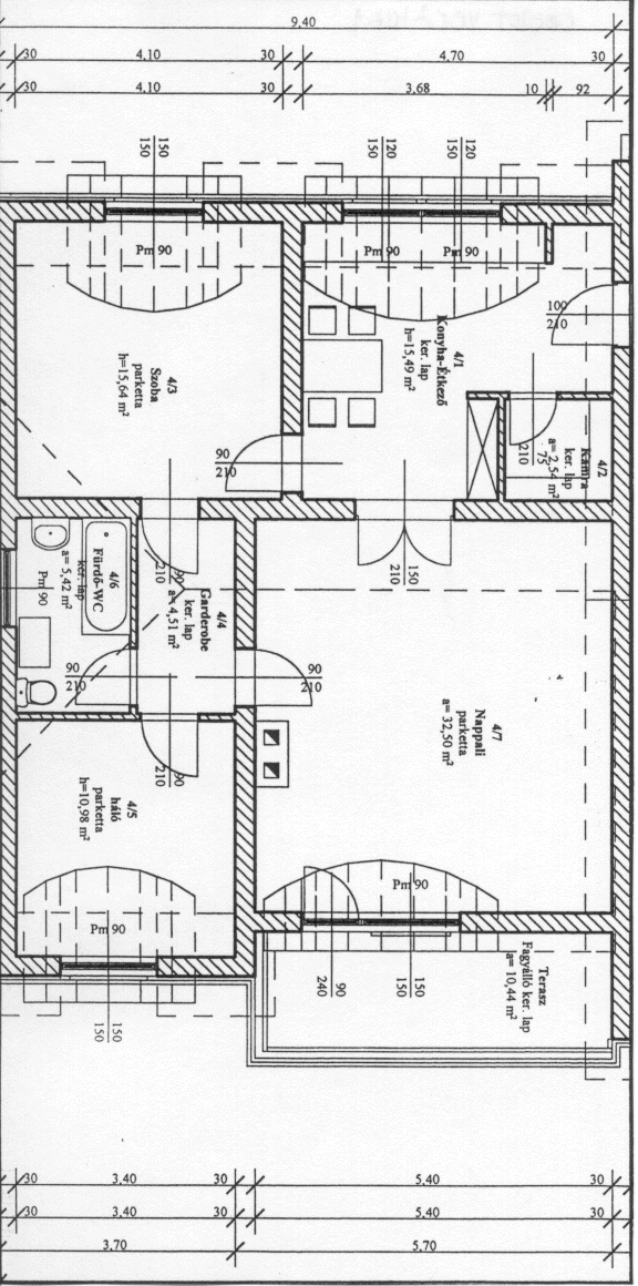 2. verzió földszinti 1. lakás alaprajza