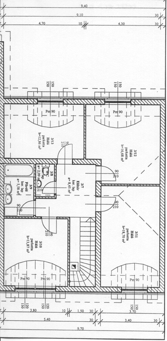 2. verzió emeleti 3. lakás alaprajza